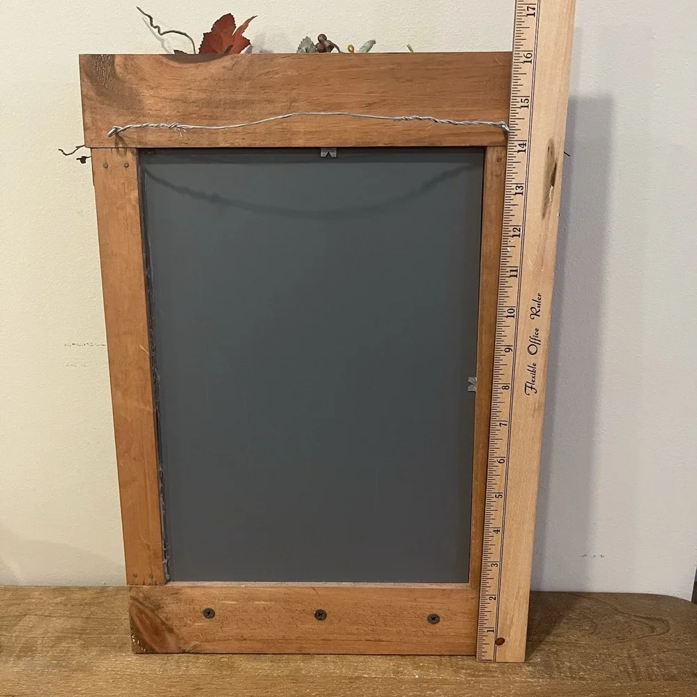 VTG Wood Wall Mirror Shelf Fall Autumn Leaves Berries Primitive Farmhouse Decor